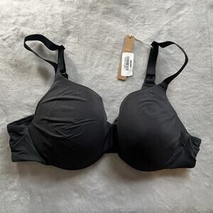 SKIMS Full Coverage Lightly Lined Bra Sz 40B Onyx Black Smoothing Intimates NWT